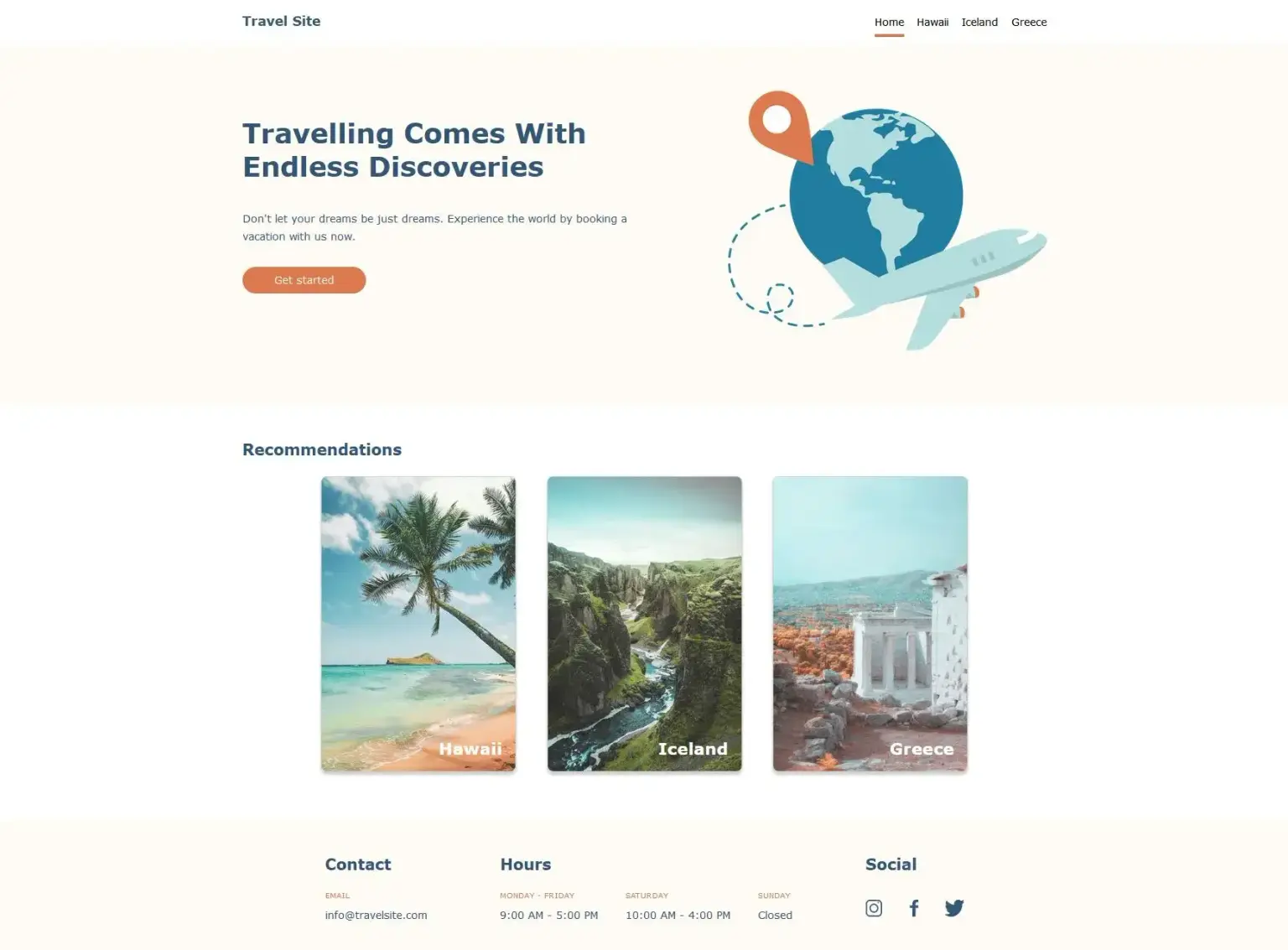 Travel Site Website Screenshot